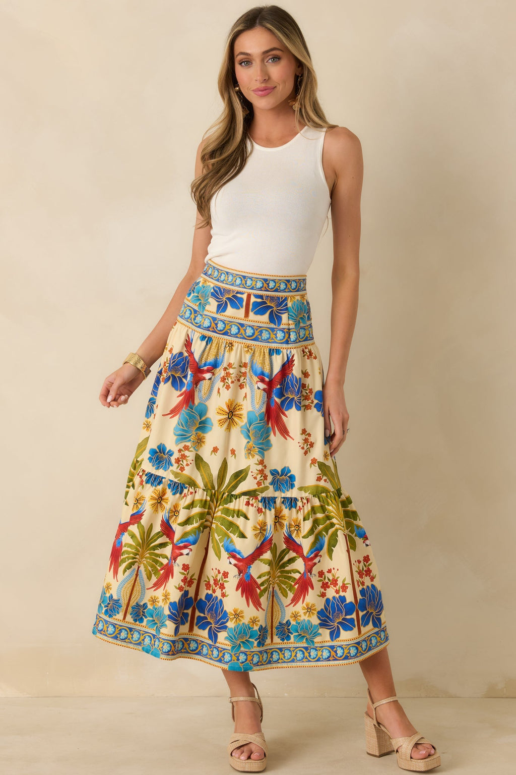 Women's Aylaya Geneva Multi Cotton Tiered Maxi Skirt | 100% Cotton 5
