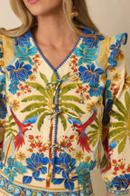 Women's Aylaya Madrid Multi Cotton Tie-Front Top | 100% Cotton 2