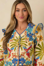 Women's Aylaya Madrid Multi Cotton Tie-Front Top | 100% Cotton 5