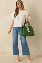 Women's Basic Luxuries White Cotton Short Sleeve Top | 100% Cotton 2