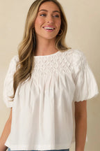 Women's Basic Luxuries White Cotton Short Sleeve Top | 100% Cotton 6