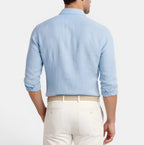 Men's Dress Shirt with Breathable Linen-Cotton Blend | Slim Tailored Fit for Elegant Summer Comfort