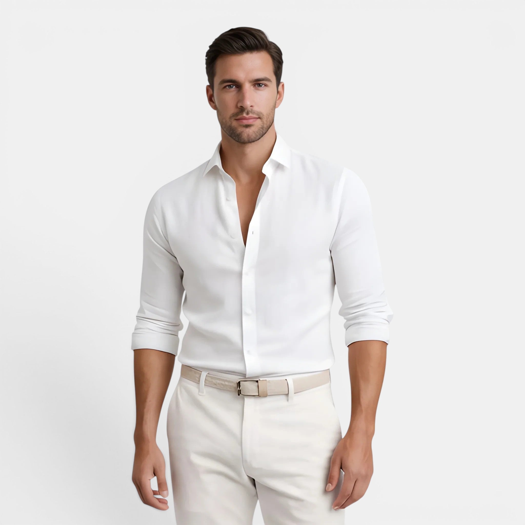 Men's Shirt with Breathable Linen-Cotton Blend | Slim Tailored Fit for Elegant Summer Comfort