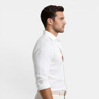 Men's Dress Shirt with Breathable Linen-Cotton Blend | Slim Tailored Fit for Elegant Summer Comfort