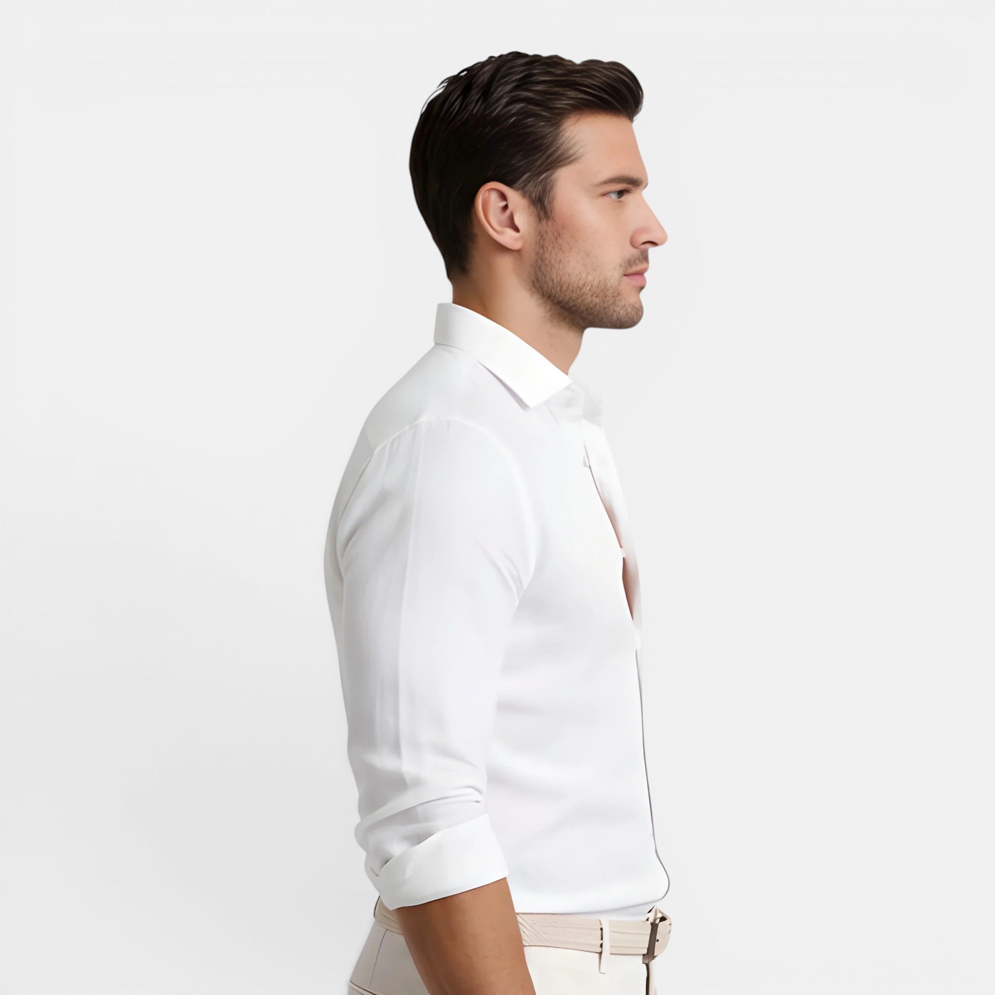 Men's Dress Shirt with Breathable Linen-Cotton Blend | Slim Tailored Fit for Elegant Summer Comfort