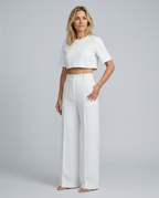 Bella Collection | Two-Piece Set with Crop Top & Wide-Leg Trousers | Effortless Style for Any Occasion