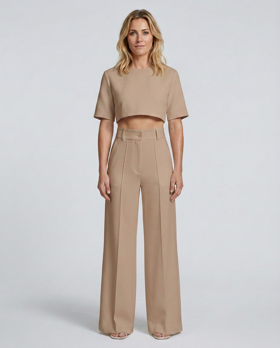 Bella Collection | Two-Piece Set with Crop Top & Wide-Leg Trousers | Effortless Style for Any Occasion