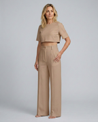Bella Collection | Two-Piece Set with Crop Top & Wide-Leg Trousers | Effortless Style for Any Occasion