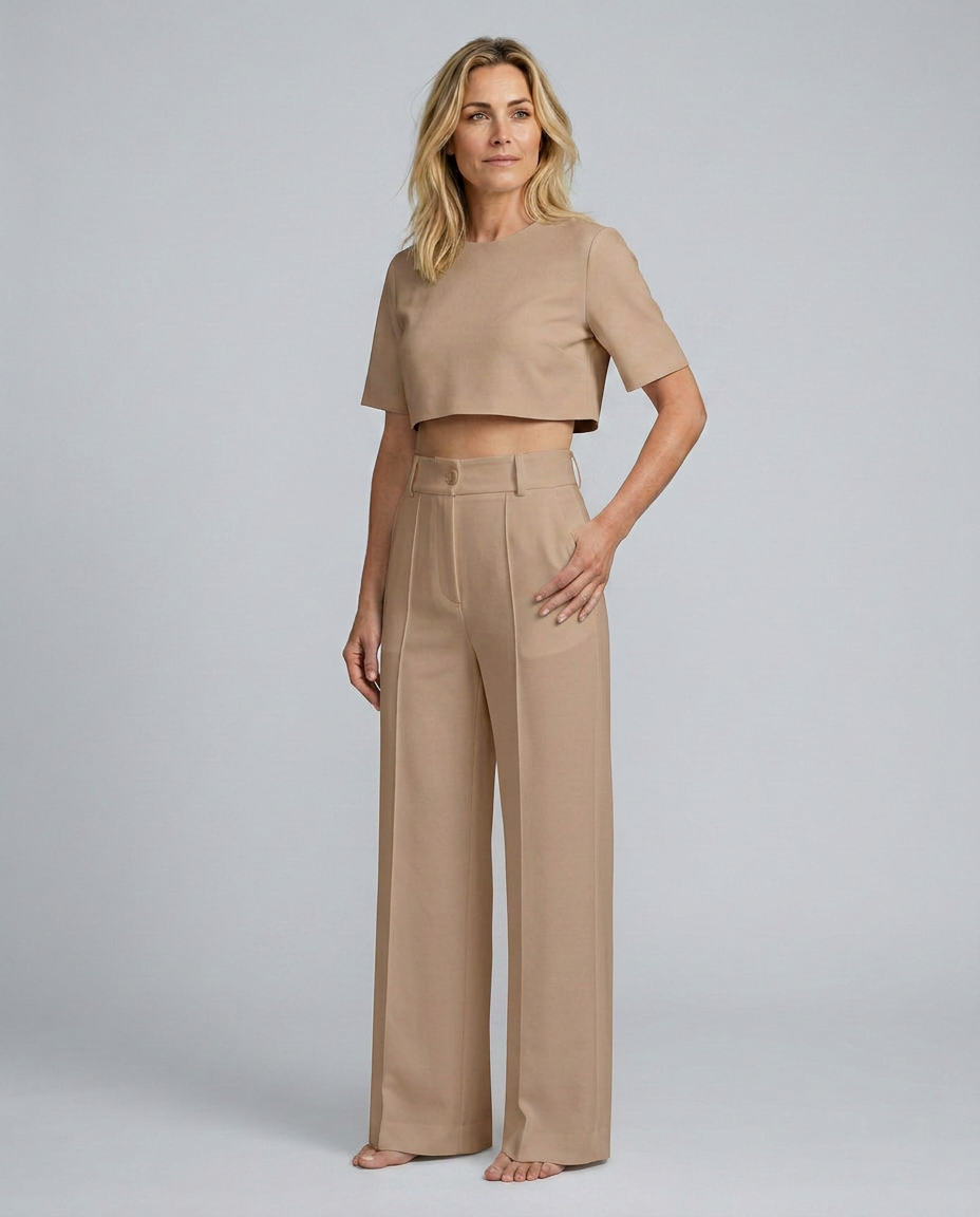 Bella Collection | Two-Piece Set with Crop Top & Wide-Leg Trousers | Effortless Style for Any Occasion