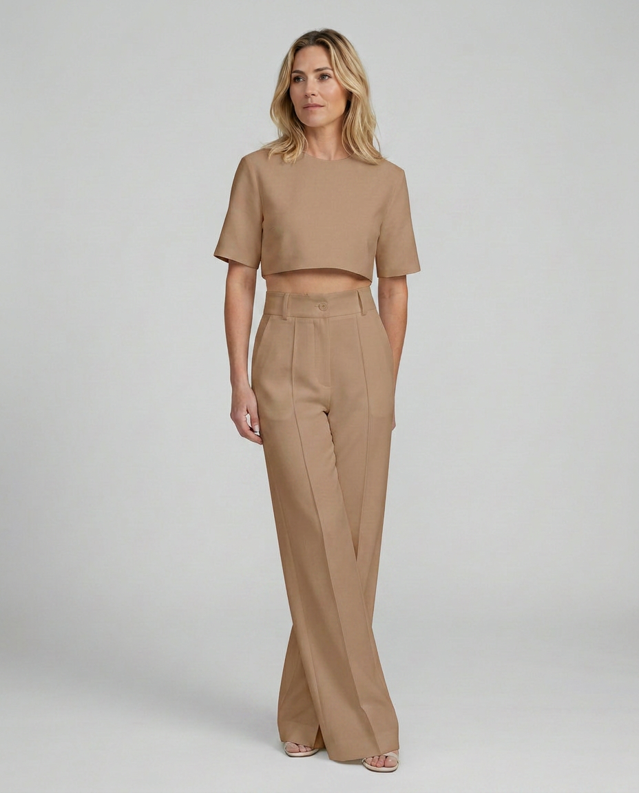 Bella Collection | Two-Piece Set with Crop Top & Wide-Leg Trousers | Effortless Style for Any Occasion