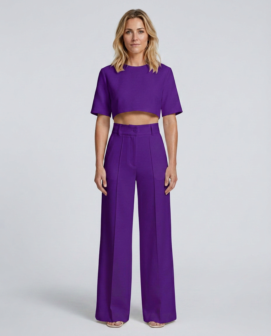 Bella Collection | Two-Piece Set with Crop Top & Wide-Leg Trousers | Effortless Style for Any Occasion