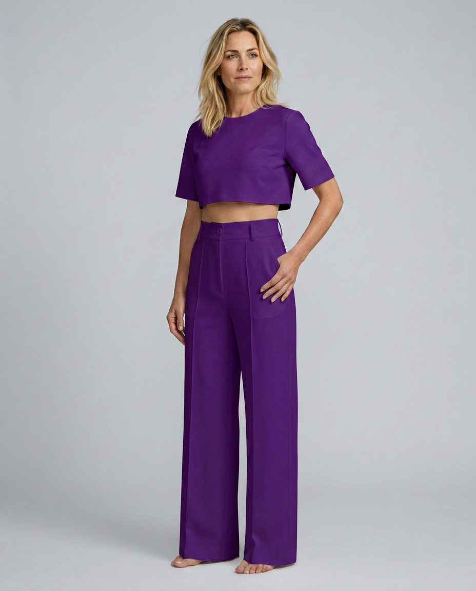 Bella Collection | Two-Piece Set with Crop Top & Wide-Leg Trousers | Effortless Style for Any Occasion