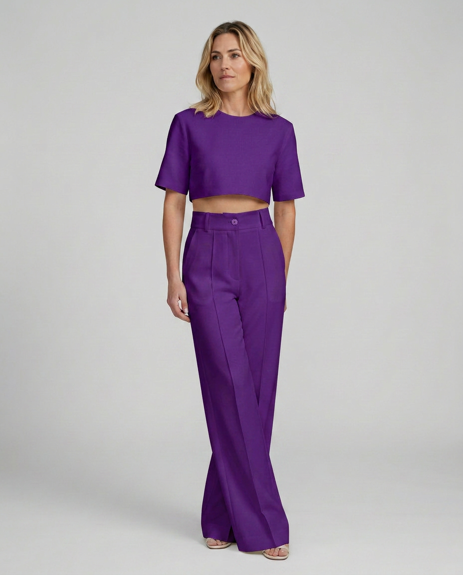 Bella Collection | Two-Piece Set with Crop Top & Wide-Leg Trousers | Effortless Style for Any Occasion