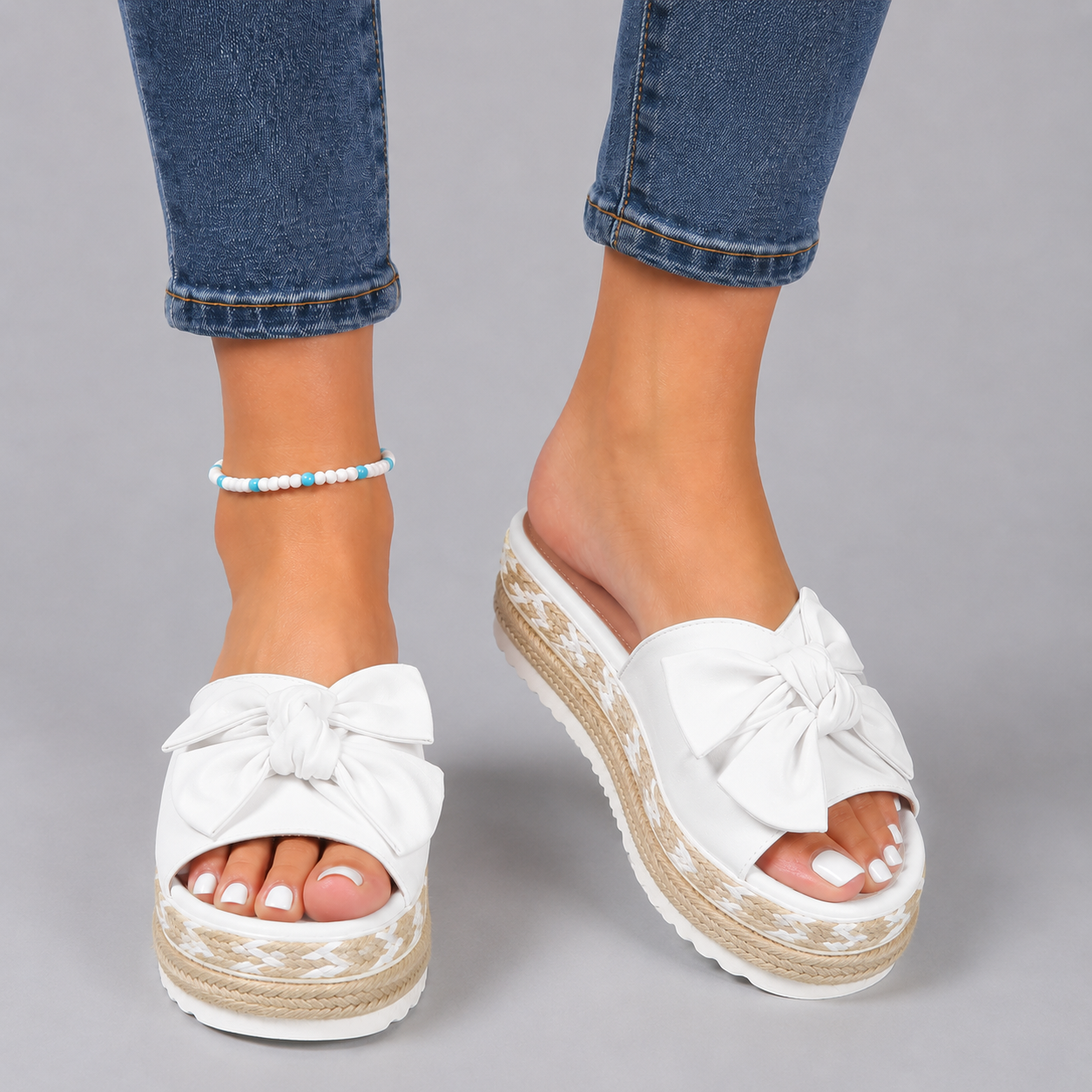 Bella Collection | Women's Platform Sandals with Bow Detail | Chic Espadrille Slide for Effortless Summer Style