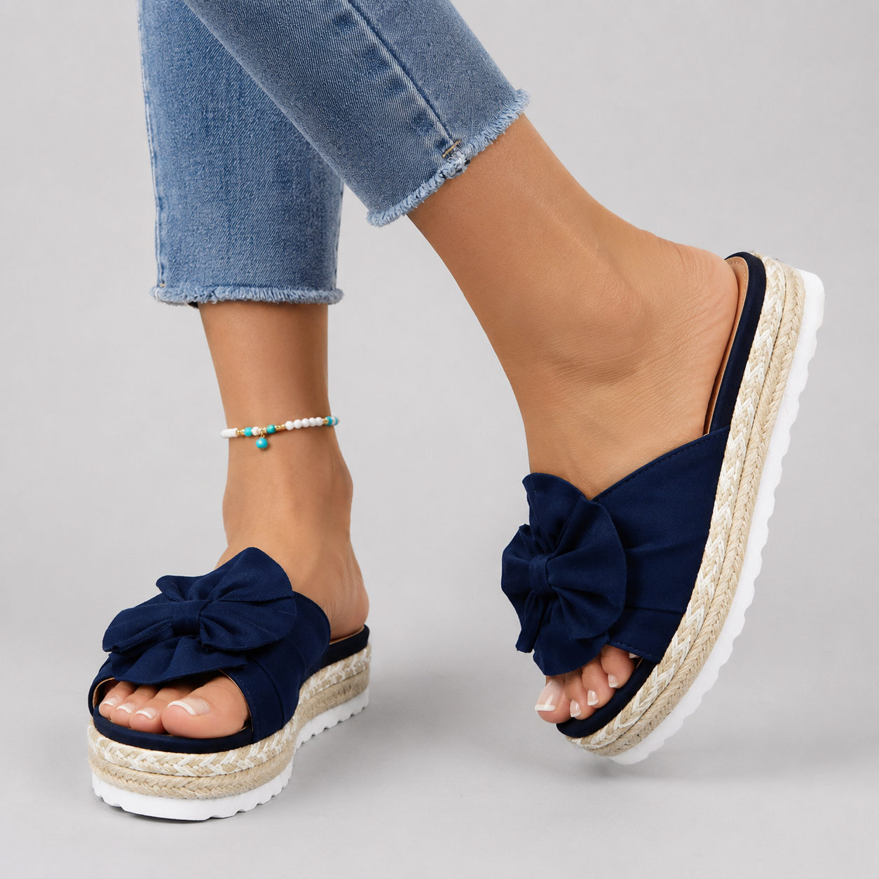 Bella Collection | Women's Platform Sandals with Bow Detail | Chic Espadrille Slide for Effortless Summer Style