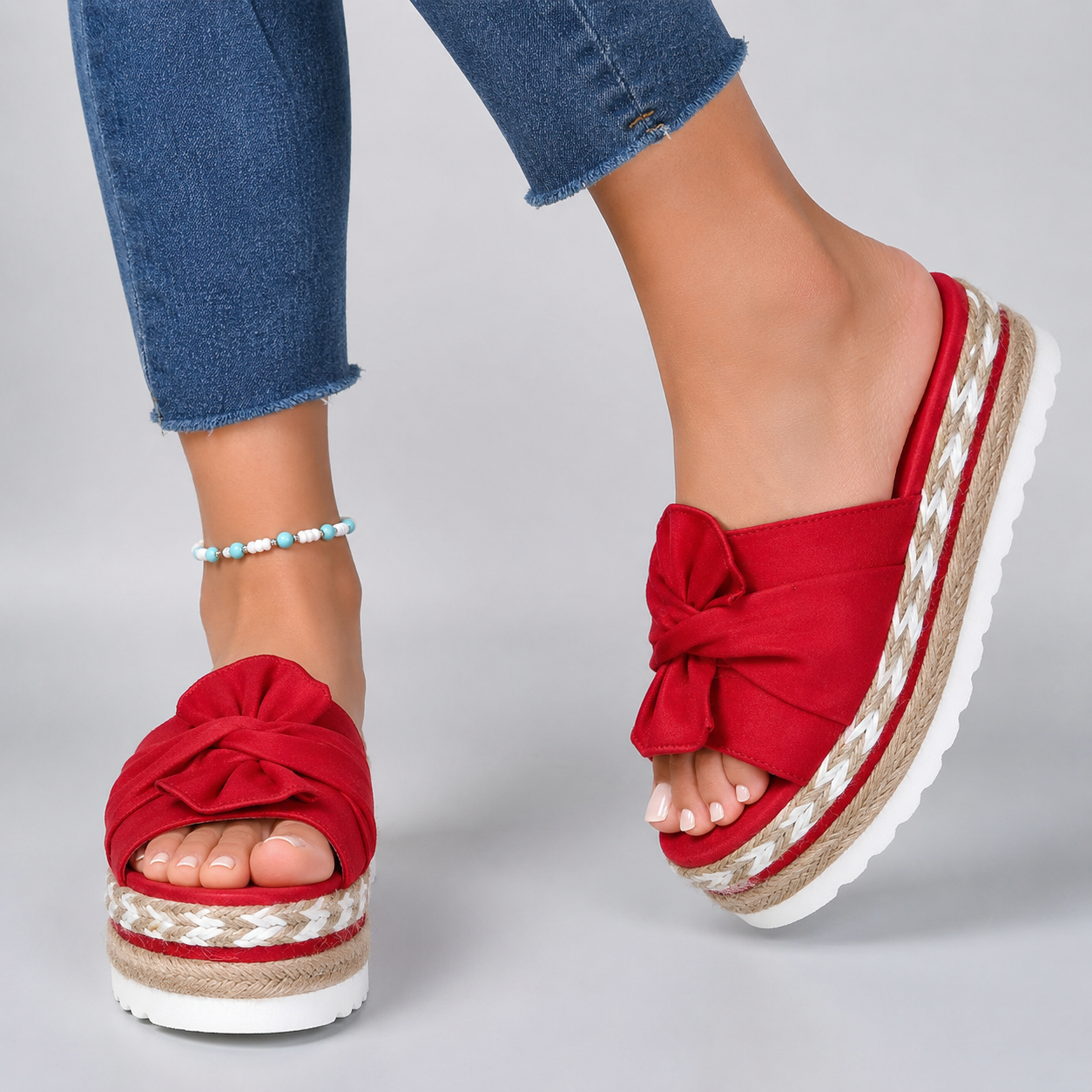 Bella Collection | Women's Platform Sandals with Bow Detail | Chic Espadrille Slide for Effortless Summer Style