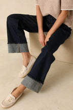 Women's Best Intentions Dark Wash Wide Leg Jeans | 99% Cotton & 1% Spandex 2