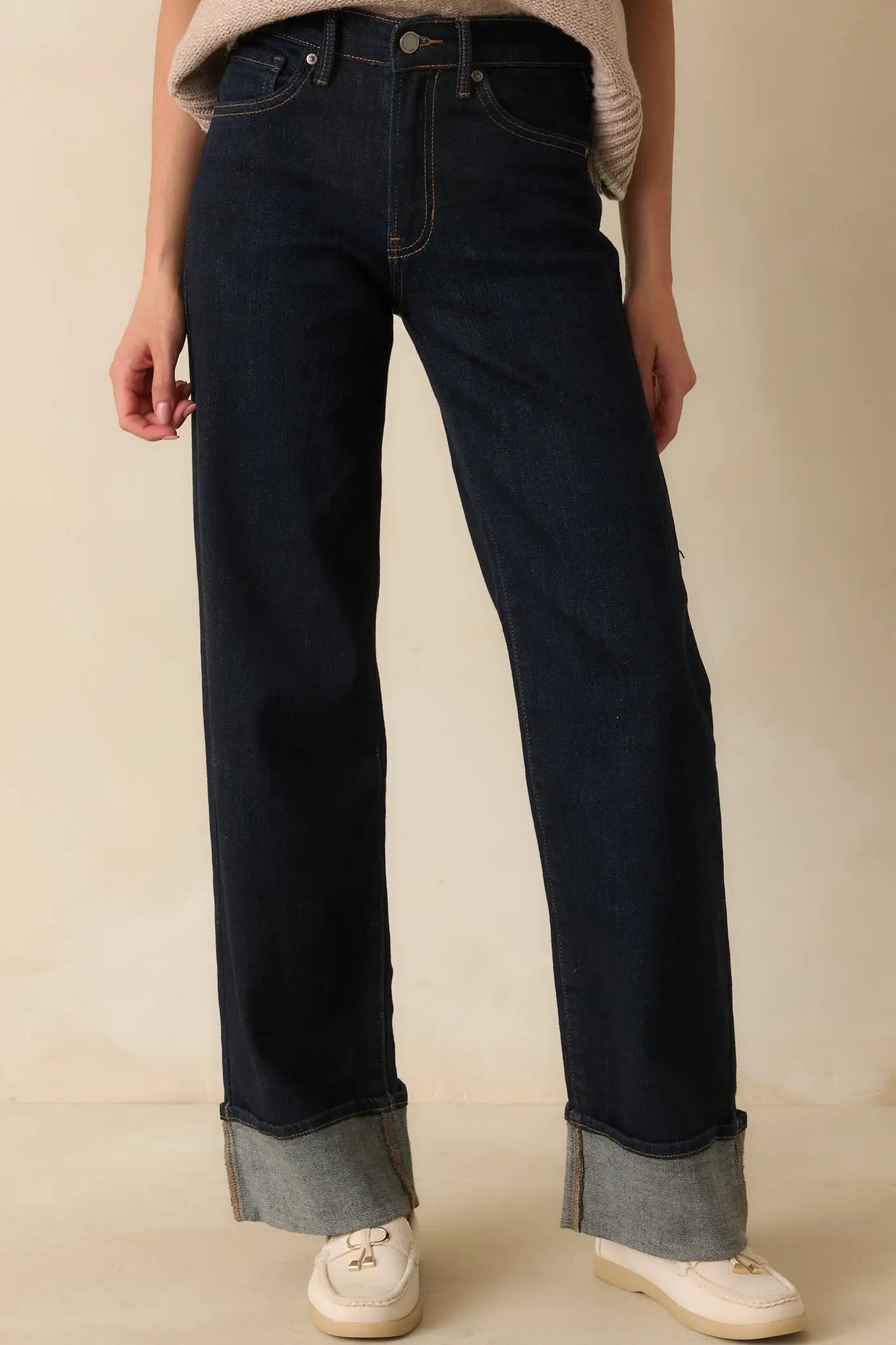 Women's Best Intentions Dark Wash Wide Leg Jeans | 99% Cotton & 1% Spandex 4