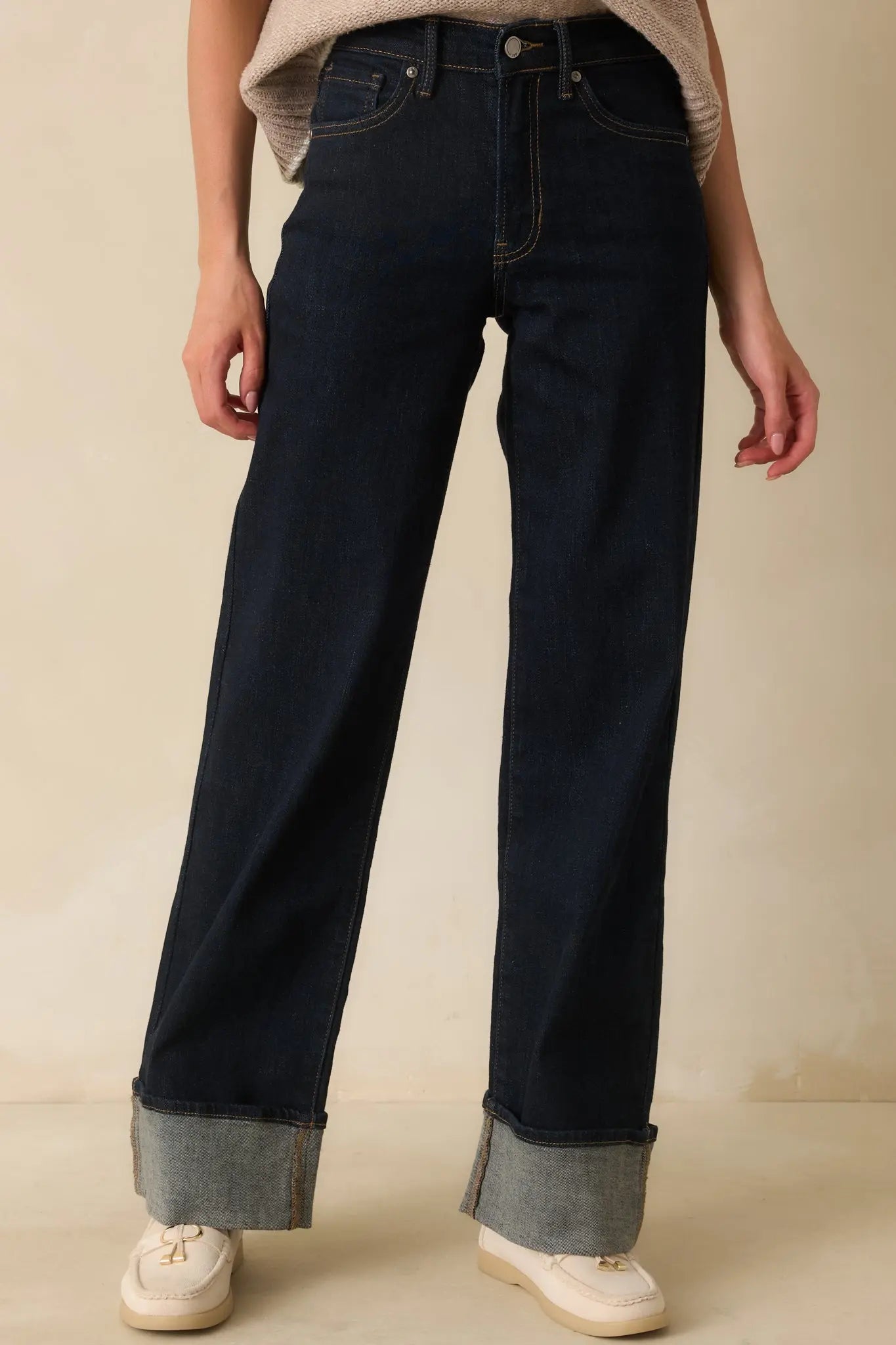 Women's Best Intentions Dark Wash Wide Leg Jeans | 99% Cotton & 1% Spandex 5