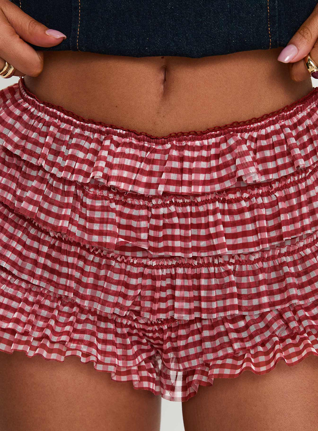Women's Biscotti Low Rise Bloomer Shorts Red Gingham | Low-rise bloomer Shorts 5