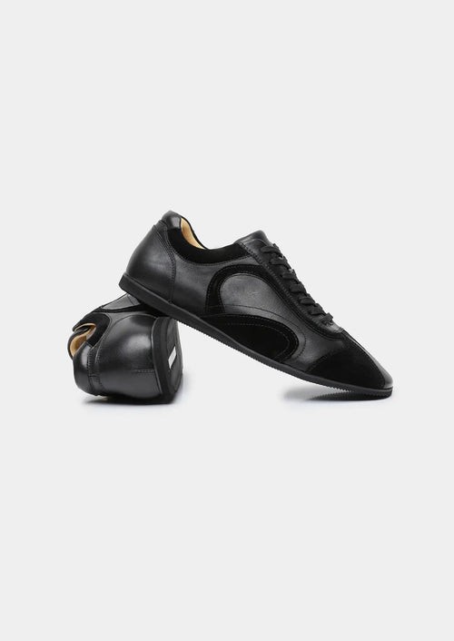Women's Black Retro Hybrid Suede Leather Runner 1