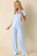 Women's Blue Christmas Ice Blue Christmas Tree Pajama Pants | 95% Polyester & 5% Spandex 2