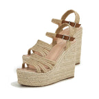 Bohemian Chic | Platform Sandals with High Wedge Heel & Adjustable Ankle Strap | Stylish Footwear for Summer Elegance