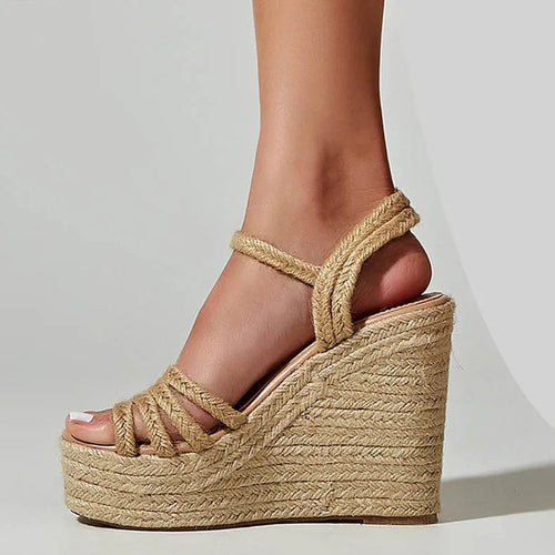 Bohemian Chic | Platform Sandals with High Wedge Heel & Adjustable Ankle Strap | Stylish Footwear for Summer Elegance