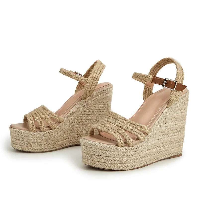 Bohemian Chic | Platform Sandals with High Wedge Heel & Adjustable Ankle Strap | Stylish Footwear for Summer Elegance