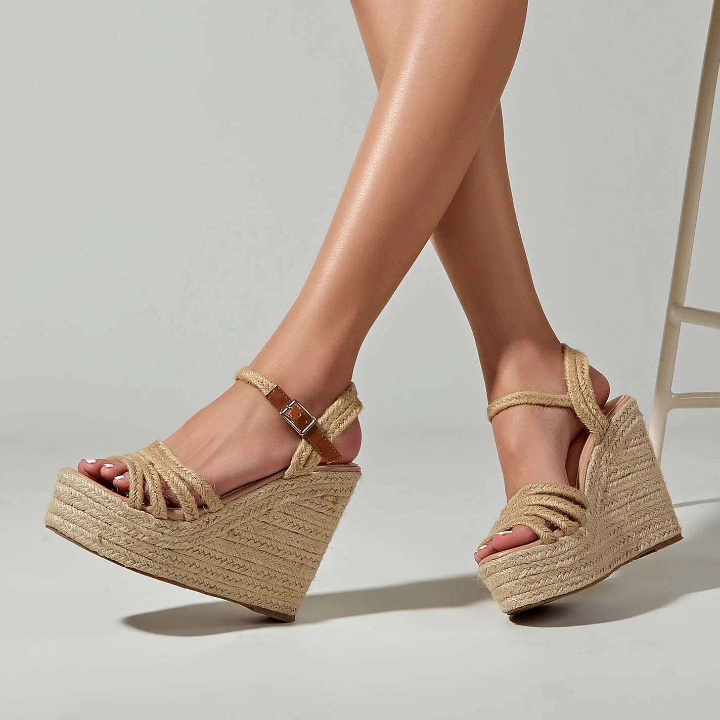 Bohemian Chic | Platform Sandals with High Wedge Heel & Adjustable Ankle Strap | Stylish Footwear for Summer Elegance