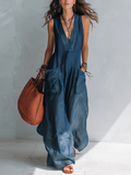 Bohemian Chic | Women's Wide Leg Jumpsuit with Functional Pockets | Effortless Style for All Occasions