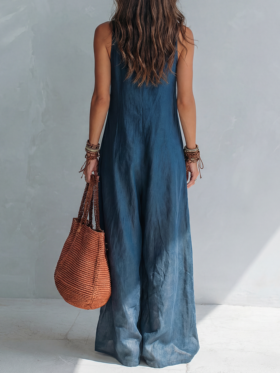 Bohemian Chic | Women's Wide Leg Jumpsuit with Functional Pockets | Effortless Style for All Occasions