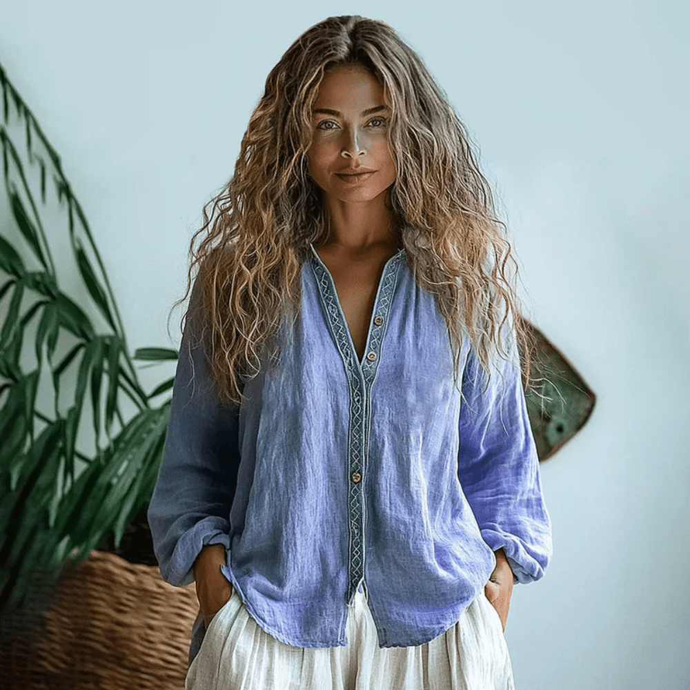 Bohemian Collection | Long Sleeve Relaxed Shirt with Soft Fabric | Effortless Everyday Style for All-Day Comfort