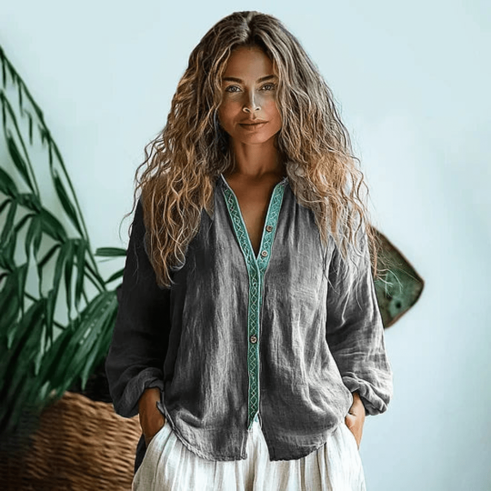 Bohemian Collection | Long Sleeve Relaxed Shirt with Soft Fabric | Effortless Everyday Style for All-Day Comfort