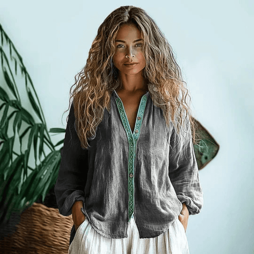 Bohemian Collection | Long Sleeve Relaxed Shirt with Soft Fabric | Effortless Everyday Style for All-Day Comfort