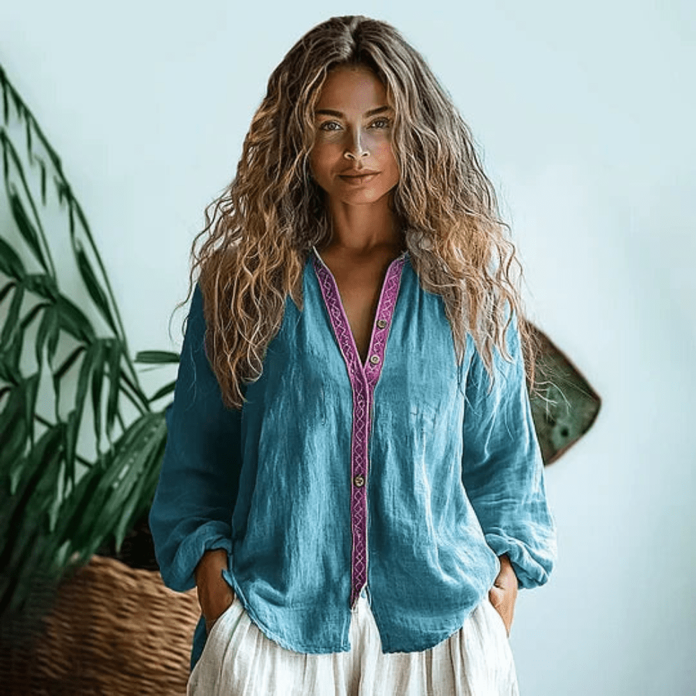 Bohemian Collection | Long Sleeve Relaxed Shirt with Soft Fabric | Effortless Everyday Style for All-Day Comfort