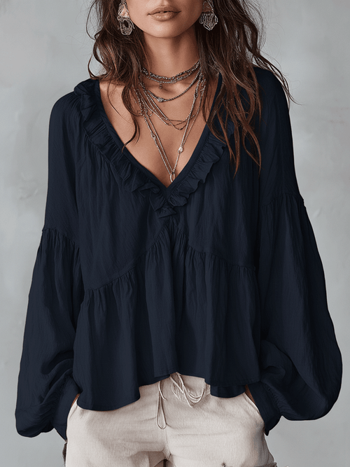Bohemian Collection | White Blouse for Women with Vintage Ruffle Design | Elegant Summer Top for Timeless Style