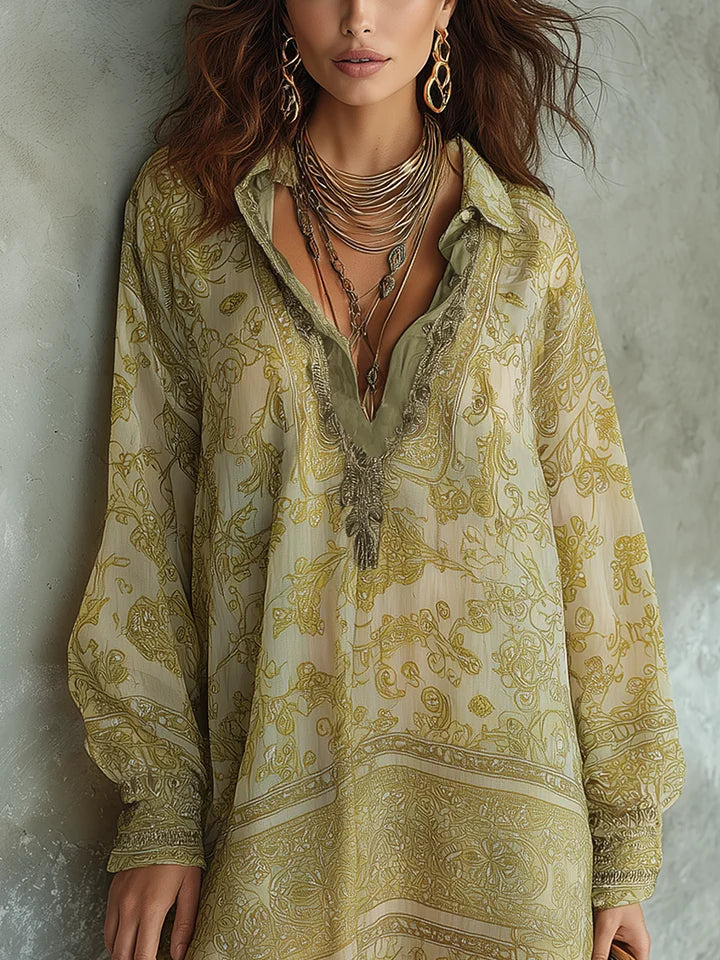 Bohemian Collection | Women's Flowy Mini Dress with Lightweight Chiffon | Vintage Style for Effortless Comfort