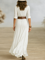 Bohemian Maxi Dress with Long Sleeves & High Front Split