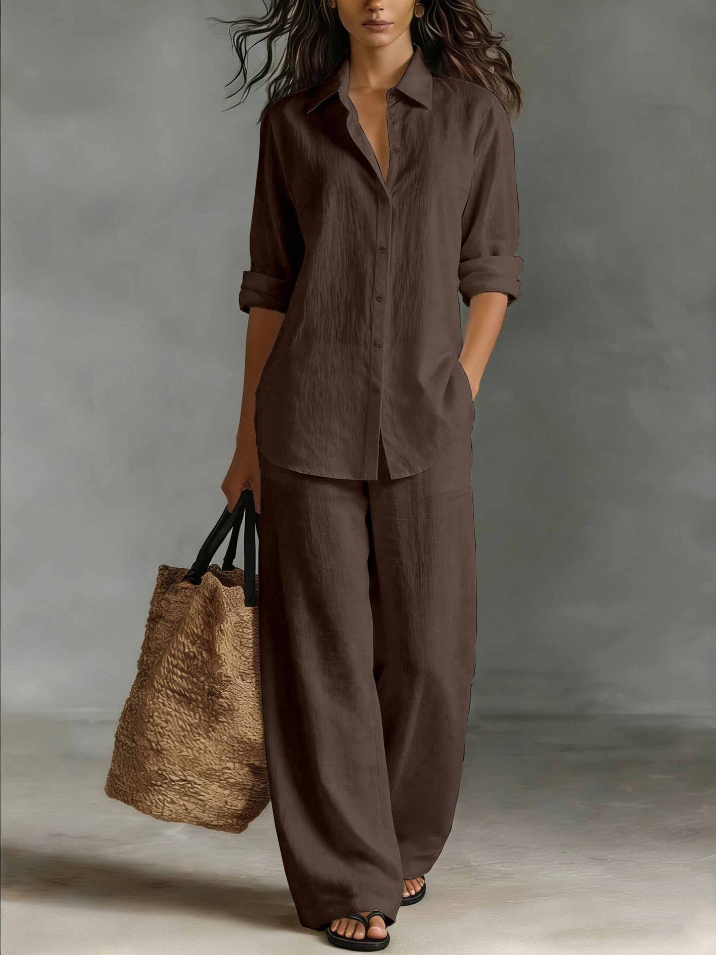 Bohemian Resort | Women's Outfit Cotton-Linen Set with Elastic Waistband | Plus Size Clothing for All Seasons