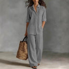 Bohemian Resort | Women's Outfit Cotton-Linen Set with Elastic Waistband | Plus Size Clothing for All Seasons