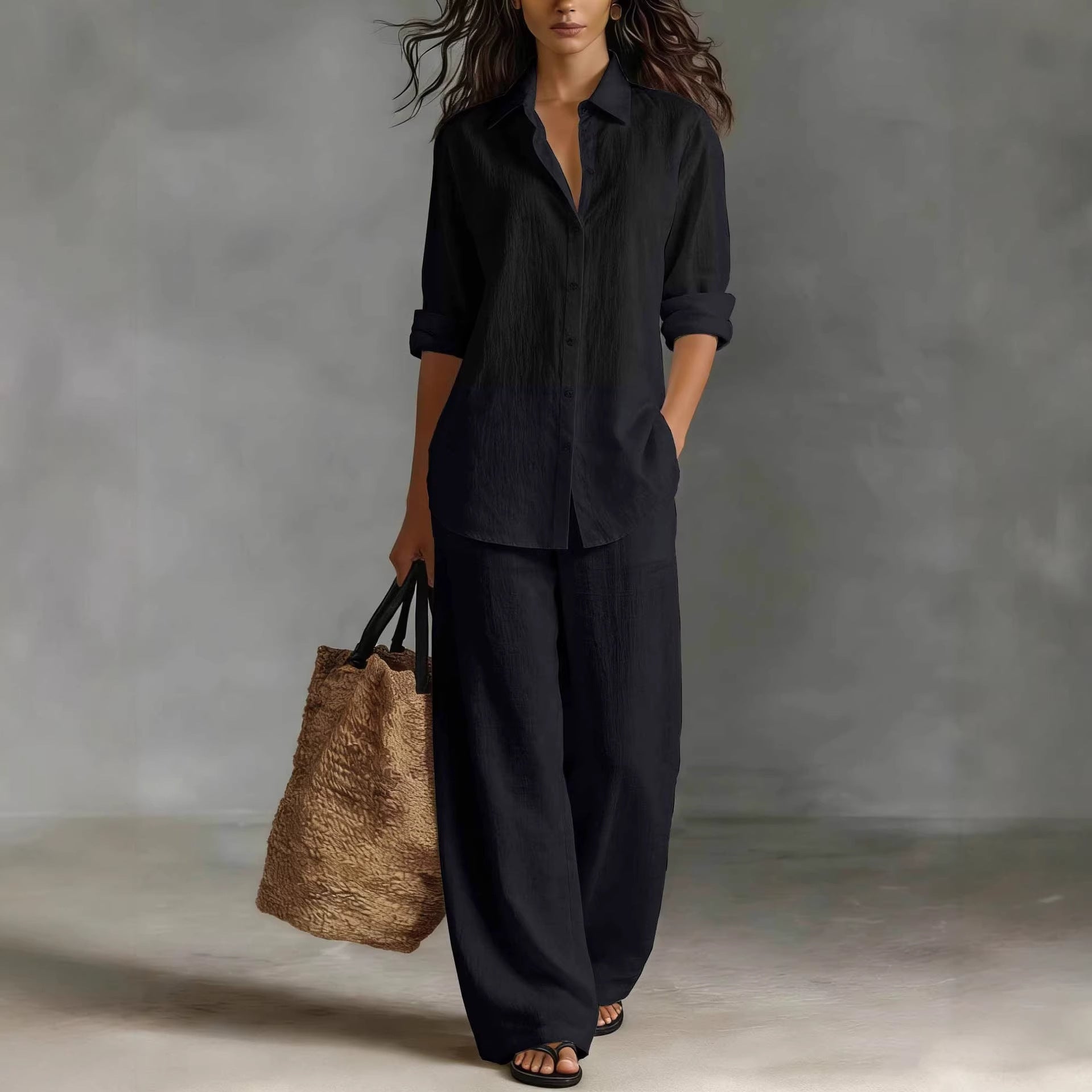 Bohemian Resort | Women's Outfit Cotton-Linen Set with Elastic Waistband | Plus Size Clothing for All Seasons