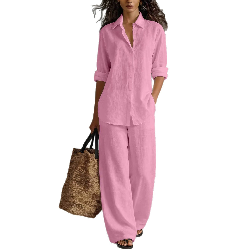 Bohemian Resort | Women's Outfit Cotton-Linen Set with Elastic Waistband | Plus Size Clothing for All Seasons