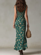 Boho Chic | Floral Maxi Dress with Ruffled Sleeves | Elegant Style for Warm Weather