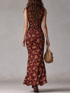 Boho Chic | Floral Maxi Dress with Ruffled Sleeves | Elegant Style for Warm Weather