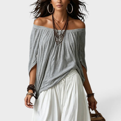 Boho Chic | Two Piece Set with Off-Shoulder Top & Wide Leg Pants | Effortless Style for Warm Weather