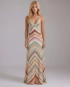 Boho Crochet Maxi Dress | Women's Dress with Chevron Pattern & Open Detailing for Summer Style