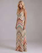 Boho Crochet Maxi Dress | Women's Dress with Chevron Pattern & Open Detailing for Summer Style