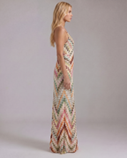 Boho Crochet Maxi Dress | Women's Dress with Chevron Pattern & Open Detailing for Summer Style