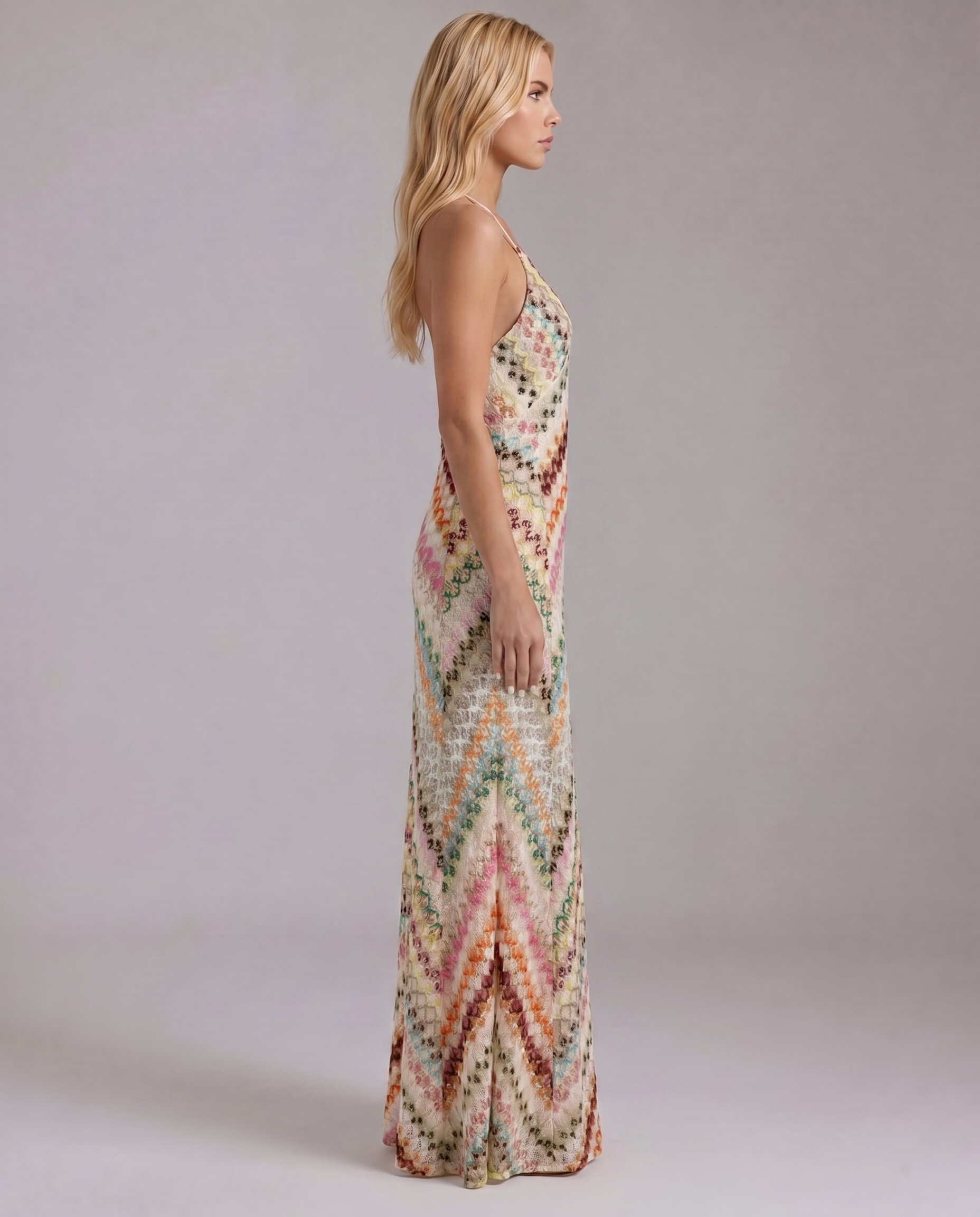 Boho Crochet Maxi Dress | Women's Dress with Chevron Pattern & Open Detailing for Summer Style